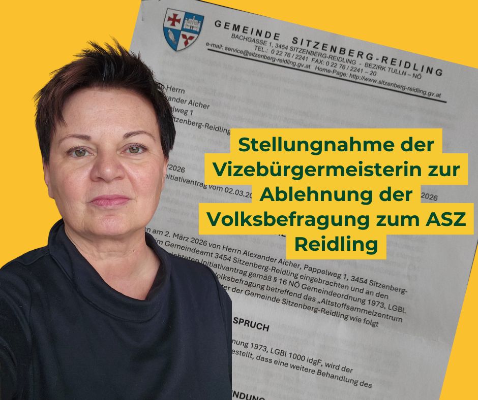 Stellungnahme der Vizebürgermeisterin zur Ablehnung der Volksbefragung zum ASZ Reidling